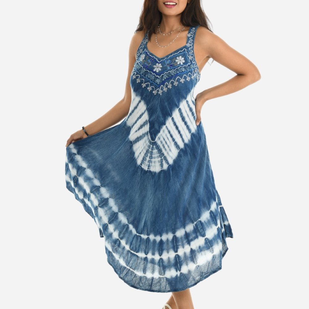 Tie-Dye Sleeveless Umbrella Dress